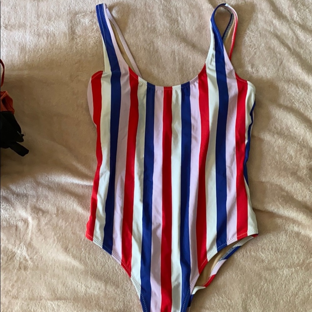 Striped one piece swimsuit